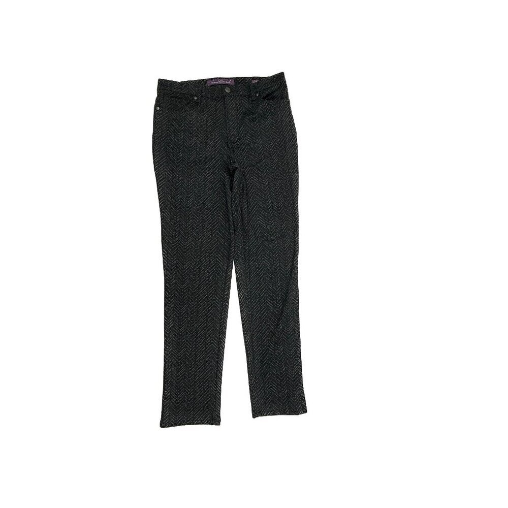 Gloria Vanderbilt Amanda Knit Straight Leg Womens size 8 Black Gray pattern Pant